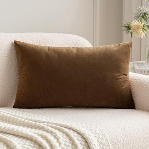 MIULEE 100% polyester Pillow Cover Soft Luxury Decorative Throw Pillow Cover Single Rectangle Cushion Case for Couch Sofa Bedroom Car Decor, 12x20 Inch Chocolate
