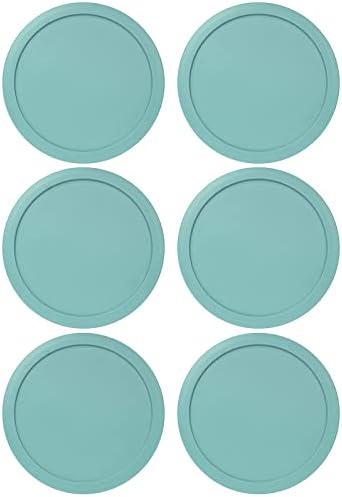 Replacement Lids for Pyrex 6 & 7-Cup Glass Food Storage Container Bowls, 7.5-Inch Plastic Round Lids Covers fits Pyrex 7402-PC, Airtight & Leakproof (6-Pack, Turquoise)
