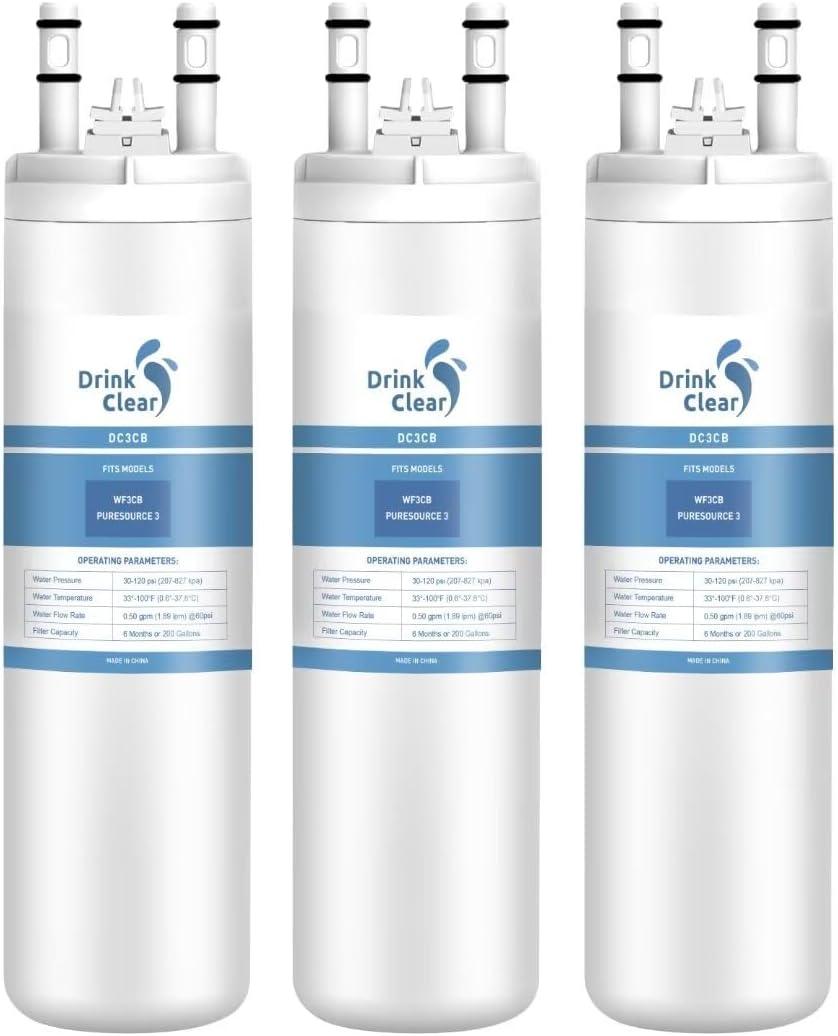 WF3CB Water Filter Replacement for Pure Source 3, WF3CB, 706465, 242086201, 242069601, 242017800 Water and Ice, Height 9 inches, 3 Pack