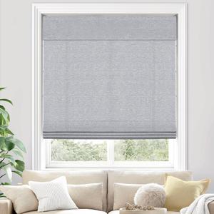 UNISHADES Light Filtering Cordless Roman Shades for Indoor Windows & French Doors, 34 1/4" W × 60" H - Light Filtering - Grey