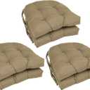 Blazing Needles 16-inch Rounded Back Tufted Twill Chair Cushion, 16 x 16, Toffee 6 Count