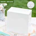 UNIQOOO White Acrylic Card Box w/Slot, Thick DIY Wedding Box Blank No Print, Large 10x10x5.5 in, for Reception Decoration Fundraiser Money Box Election Ballot Graduation Keepsake Party Favor