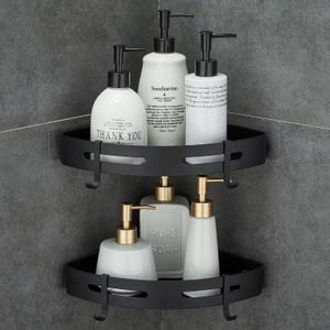 Adhesive Corner Shelf Bathroom Shower Caddy Organizer for Kitchen Toilet No Drilling 2-Tier Bathroom Corner Shelves Shower Caddies