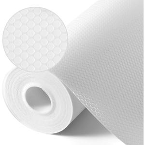 Shelf Liners for Kitchen Cabinets Non Adhesive Drawer Liner for Bathroom Waterproof Refrigerator Liners for Shelves Fridge Plastic Mats Cabinet Cupboard Liner White 11.8 x 59 Inches