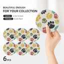 Funny Dog Paw Print 6 Pcs Coaster Set with Holder Round Ceramic Coasters Colorful Cute Beige Kids Cat Pawprint Claw Absorbent Cup Drink Coasters Set for Modern Coffee Table Bar Wine Beer Protect