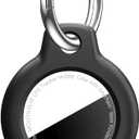 1|2|4 Pack Case for AirTag 2nd Gen (2026) & 1st Gen, Shockproof Holder Anti-Scratch Protective Cover for Air Tags, Men's Women's Keyrings & Keychains for Keys, Luggage, Bags, A4 Black