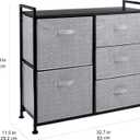 Amazon Basics Closet Organizer with 5-Fabric Storage Drawers for Bedroom, Living Room, Black