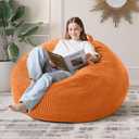 Cansunna 4FT Bean Bag Chair for Adults,Large Teardrop Beanbag with Filler | Beanbag Chair with Memory Foam Filled,Bean Bags with Handy Handle&Machine Washable Cover for Living Room,Bedroom-Orange