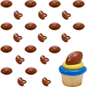 DECOPAC 3D Football Rings, Cupcake Decorations, Food Safe Cake Toppers  24 Pack