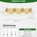 IZORRO Bathroom Light Fixtures, 4-Light Brushed Gold Vanity Light, Modern Wall Sconces with Globe Clear Glass Shade, Vanity Lighting Fixtures Over Mirror,E26 Bulb Socket