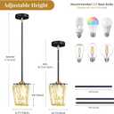 3 Pack Crystal Pendant Lights Kitchen Island - Modern Black and Gold Pendant Light Mini Adjustable Hanging Pendant Lights for Kitchen Island Dining Room Foyer Hallway