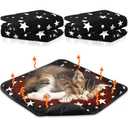 Namalu 4 Pack Self Warming Cat Bed Self Heating Cat Mat Star Pattern Soft Dog Crate Pad Thermal Pet Mat Anti Slip Kennel Dog Washable Warming Bed for Outdoor Indoor(12 x 12 Inch,Black)