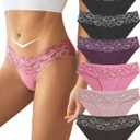 Which is Seamless Underwear for Women Sexy No Show Bikini Panties Lace High Cut Hipster Cheeky Panty 6 Pack, Size S
