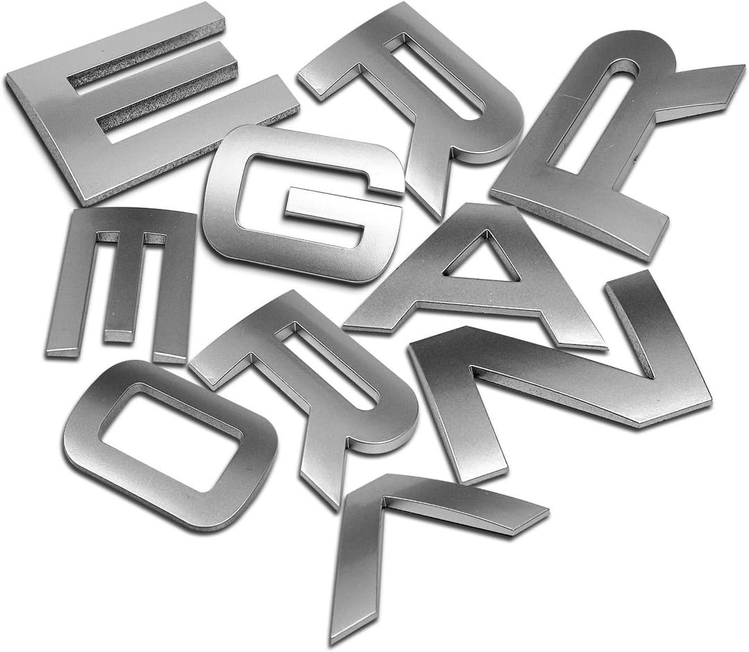 Replacement 3D Raised Front Head ABS Letter Decal Rear Letters Emblem Tailgate Letter Rear Emblem Sports Line Badge Compatible with RxxxE and RxxxR (Matte Silver)