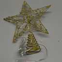 Christmas Tree Topper 10" Golden Glittered Star Tree Topper with 30 LED Lights Xmas Tree Topper Star for Xmas Decorations Ornaments Holiday Party Indoor Decor