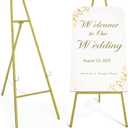 57" Heavy Duty Gold Easel Stand for Wedding Signs Holds up to 50 lbs Metal Floor Easel for Welcome Sign, Seating Chart, Art & Mirrors Quick 5-Min Assembly, Adjustable Display Stand