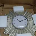 18" Mid Century Starburst Wall Clock, Morning Silver