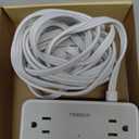 Ultra Thin Flat Plug Extension Cord 10 ft, TESSAN Surge Protector Power Strip with 4 Widely Space AC Outlets 3 USB Charging Ports, 900 Joules Protection for Home Office School Dorm Room (Gray)