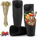 COIDEA 50 Pcs Charcuterie Cups with 100 Cocktail Picks, Disposable 12oz Kraft Paper Snack Cups, Appetizer Cups for Parties, Black