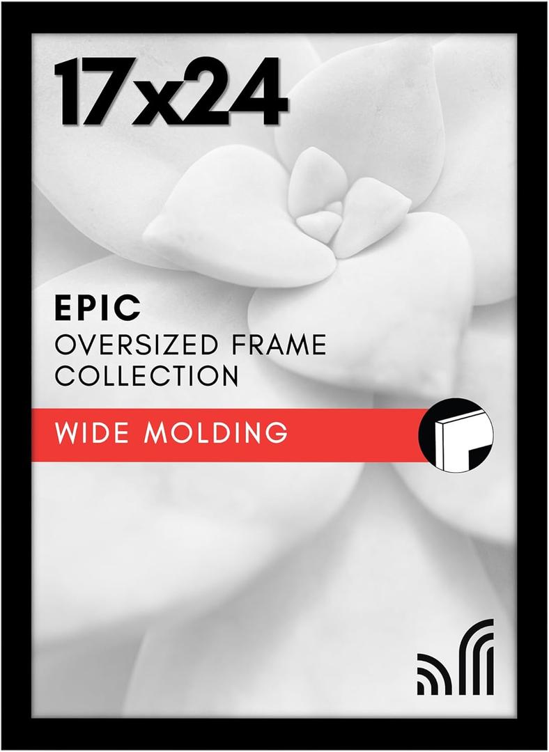 Americanflat 17x24 Picture Frame with Polished Plexiglass - Black Picture Frame - Wide Photo Frames Made of Engineered Wood for Vertical or Horizontal Wall Display - Epic Collection - Black
