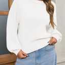 Saodimallsu Womens Batwing Long Sleeve Sweaters Casual Crewneck Loose Chunky Knit Fall Pullover Tops (White)