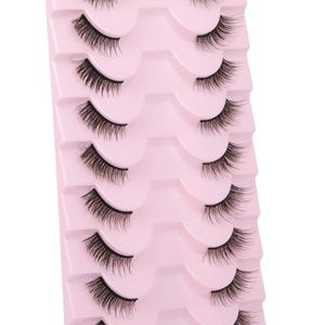 FANXITON Lashes Natural False Eyelashes 10 mm Short Wispy Cat-Eye Lashes 3D Soft Faux Mink Lashes Sets 10 Pairs Pack