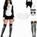 Yinxiang Jie Nun Horror Face Stickers, Clothing Accessories,  Decoration, Headwear Collar, Cross Pendant Necklace, Knee High Socks, Halloween Role-Playing Party