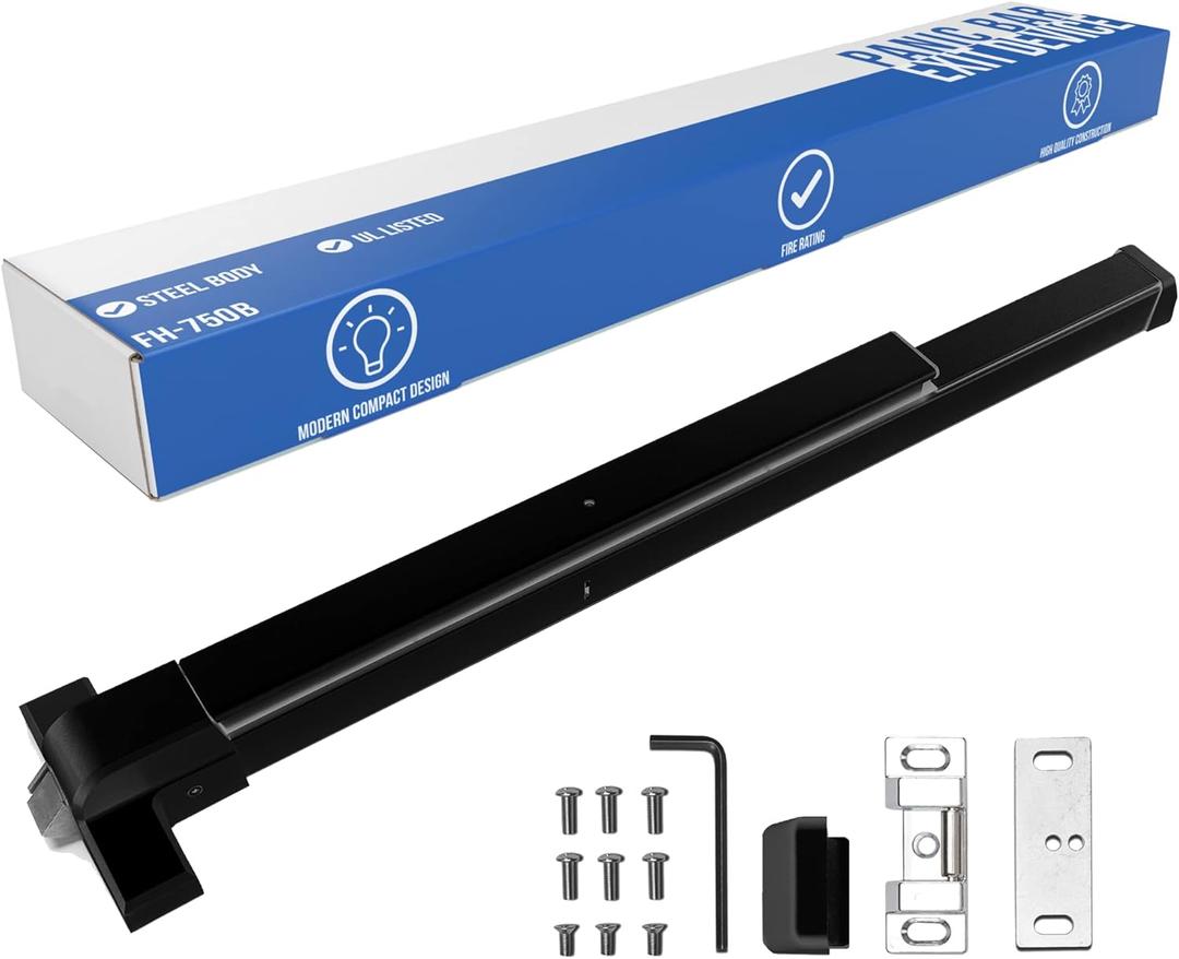 FORTSTRONG Push Bar Panic Exit Device (Black) - Panic Bars for Exit Doors - UL Listed Grade 1 ADA Emergency Exit Door Push Bar Certified - FS-750B FORTSTRONG Push Bar Panic Exit Device (Black) - Panic Bars for Exit Doors - UL Listed Grade 1 ADA Emergency Exit Door Push Bar Certified - FS-750B