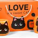 FunFink Cute Black Cat Couple Coffee Mugs Gift Set - Ceramic Matching Mugs with Spoons, Set of 2 (12.8 oz & 13.5 oz), Perfect Valentine's Day, Christmas, Anniversary Present for Cat Lovers & Couples