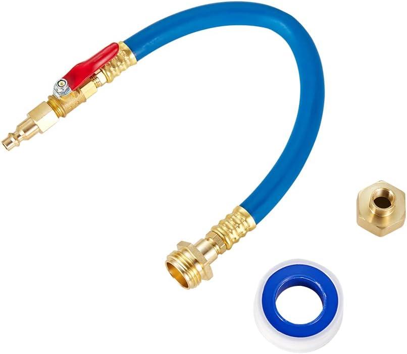 RV Winterizing Kit Sprinkler Blowout Adapter with Shut Off Valve,Air compressor Quick-Connect plug Male & Female Water Blow Out Fitting Adapter for Winterize Sprinkler Systems, Camper,Motorhome (Blue)