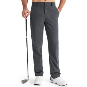 Libin Mens Golf Pants Stretch Work Dress Pants 30" Quick Dry Lightweight Business Casual Pants for Men Comfy Water Resistant, Iron Grey, 32W x 30L