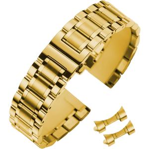 Stainless Steel Watch Band 14mm 15mm 16mm 17mm 18mm 19mm 21mm 20mm 22mm 23mm 24mm Universal Metal Watch Strap Smartwatch Replacement Band Men Women fit Most Traditional Watches (Gold)
