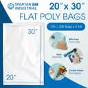 20" X 30" Open-End Flat Poly Bags (100 Count) No Adhesive Strip - 2 Mil Clear Bags for Packaging, Shipping, Storage - Spartan Industrial