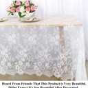 Pardecor 60x120 Inch White Embroidered Lace Tablecloth - Vintage Floral Overlay for Wedding, Bridal Shower, Tea Party & Home Decor, Washable Linen Rectangular Table Cover, 126" x 60"