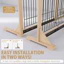 YOCAN Extra Wide Adjustable Dog Gate for Doors & Stairs, 23.6" Tall, 31.561" Wide, Freestanding Wood & Metal Pet Safety Gate, No Drill Pressure Mount, Indoor Barrier (Black/Natural)