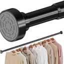 Supforce No Drilling Closet Rods for Hanging Clothes, Non Slip Tension Rod with Heavy Duty Clothes Hanging Rod, 17-69 Inches Adjustable Spring Closet Rod for Closet Wardrobe Bathroom Laundry RV, Black
