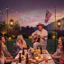 10Ft String Light Poles 4 Pack, Thickened Metal Outdoor Light Poles, 180-Day Rust Tested, with Fence Brackets, Heavy Duty No Wobble, Rustproof Stand for Patio, Backyard, Wedding Party Decor