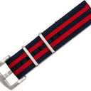 Original Collection Military-Style Waterproof Watch Strap, Fits All Timepiece Brands, Durable Nylon Wristwatch Accessories with Stainless Steel Buckle - 18mm, 20mm, 22mm & 24mm Watch Bands (BOND NAVY RED)