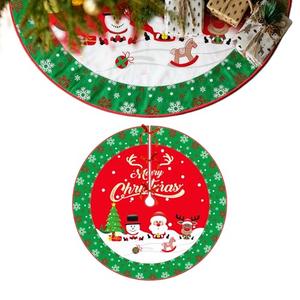 Christmas Tree Skirt 36" Reversible Red Santa Claus Snowman Black Ghost Double Sided Print Mat Christmas Tree Skirt for Home Decor Holiday Party Supplies