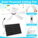 1 Set Portable Solar Ceiling Fan Kit 15w Monocrystalline Solar Panel USB Hanging Ceiling Fan with On/Off Button for Patio Camping Tent Chicken Coop Greenhouse Shed