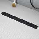 24 Inch Linear Shower Drain - Matte Black 304 Stainless Steel Rectangular Floor Drain with Adjustable Leveling Feet, Hair Strainer and Removable Grate
