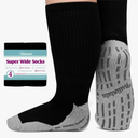 Bulinlulu Extra Width Socks for Swollen Feet-4 Pairs Hospital Grip Socks,Bariatric Socks,Diabetic Socks for Women Men 13-15