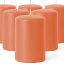 Biedermann & Sons Peach Pillar Candles (6 Pack), 4 Inch Tall 3 Inch Wide Round, Unscented Paraffin Wax, Approx 40 to 45 Hour Burn, Dripless Candles for Centerpieces