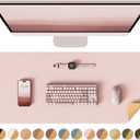 YSAGi Double-Sided Desk Pad, Leather Desk Mat, Eco Cork Desk Pad Protector, Large Mouse Pad for Desk, Waterproof Desk Blotter Pad, Desk Writing Pad for Office Work/Home(23.6"x13.7",Pink+Cork)