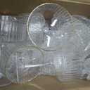 Plastic Martini Glasses 10oz, Detachable Ribbed Coupe Glasses with Gold Rim, Disposable & Reusable Unbreakable BPA-free Vintage Cocktail Cups, Champagne Coupe for Party Wedding (Clear, 24pcs), 4 inches x 5.8 inches