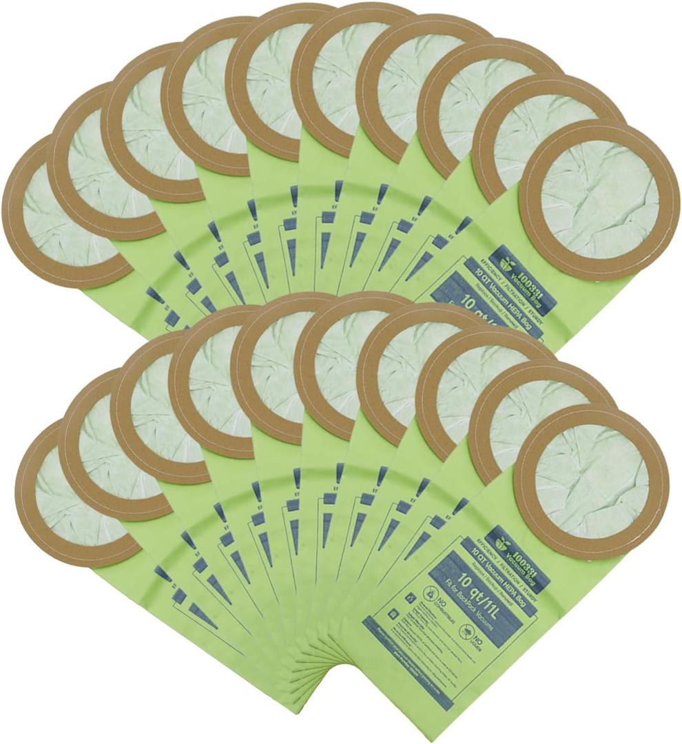 20 Pack 100331 Backpack Vacuum Bags Fit for ProTeam 10 QT Backpack Vacuum CleanerReplace #100331 Open Cirular Collar