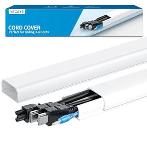 Yecaye 142in Wall Cord Hider for 3-4 Cords, On-Wall Cord Cover Channel, Cable Concealer, Cable Cover Cords Management for Home Office, W1.18in H0.63in, White