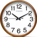 Wall Clock, Classic Wood Style Finish, 16 Inch Non-Ticking Silent Battery Operated Analog Clock, Ideal Retro Decor for Home, Bedroom, Living Room, Kitchen, Bathroom, Office(Wood Yellow)
