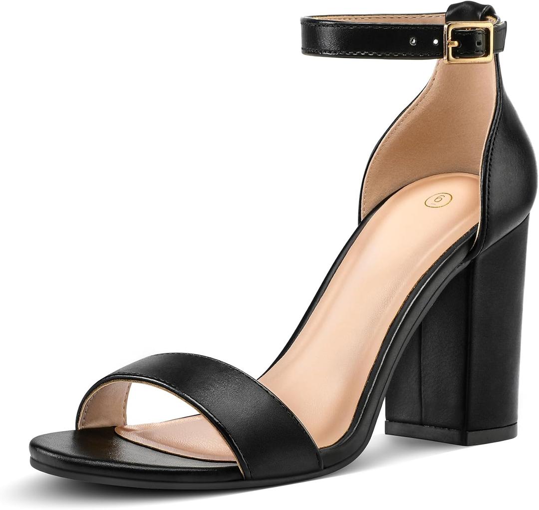 COASIS Women's Chunky Block Heels Open Toe Ankle Strap 3.5 Inch Heeled Sandals, 8 1/2