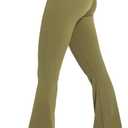 Sunzel Flare Leggings, Crossover Yoga Pants with Tummy Control, High Waisted and Wide Leg, No Front Seam Martini Olive Medium 30" Inseam